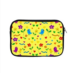 Yellow Cute Birds And Flowers Pattern Apple Macbook Pro 15  Zipper Case by Valentinaart