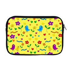 Yellow Cute Birds And Flowers Pattern Apple Macbook Pro 17  Zipper Case