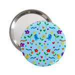 Blue cute birds and flowers  2.25  Handbag Mirrors Front