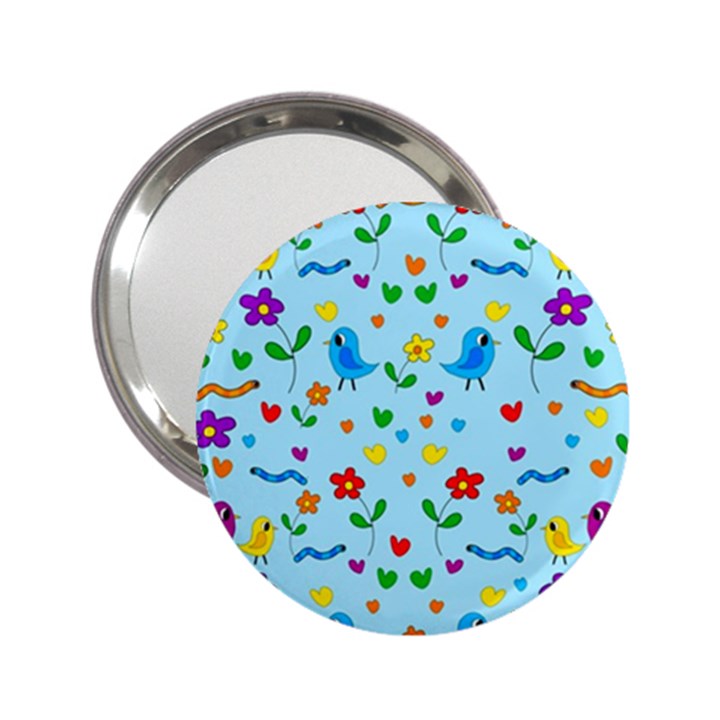 Blue cute birds and flowers  2.25  Handbag Mirrors