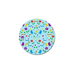 Blue Cute Birds And Flowers  Golf Ball Marker by Valentinaart