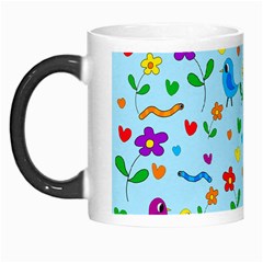 Blue Cute Birds And Flowers  Morph Mugs by Valentinaart