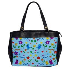 Blue Cute Birds And Flowers  Office Handbags by Valentinaart