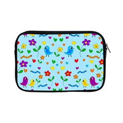 Blue Cute Birds And Flowers  Apple Ipad Mini Zipper Cases by Valentinaart