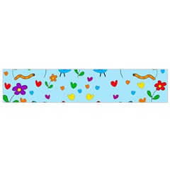 Blue Cute Birds And Flowers  Flano Scarf (small)