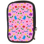 Pink cute birds and flowers pattern Compact Camera Cases Front