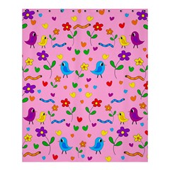 Pink Cute Birds And Flowers Pattern Shower Curtain 60  X 72  (medium)  by Valentinaart