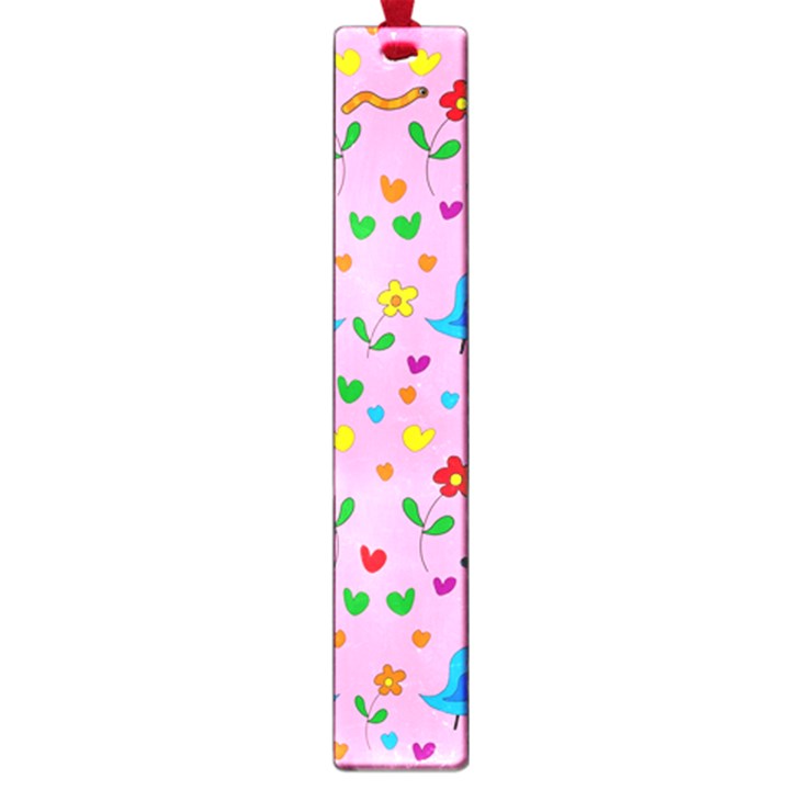 Pink cute birds and flowers pattern Large Book Marks