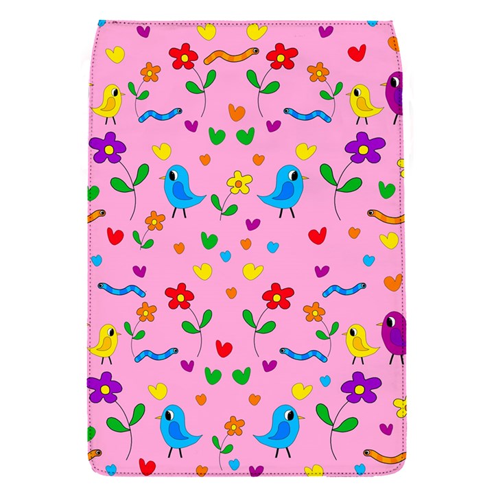 Pink cute birds and flowers pattern Flap Covers (S) 