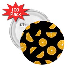 Oranges Pattern - Black 2 25  Buttons (100 Pack)  by Valentinaart