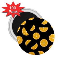 Oranges Pattern - Black 2 25  Magnets (100 Pack)  by Valentinaart