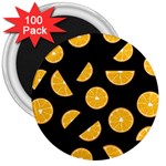 Oranges pattern - black 3  Magnets (100 pack) Front