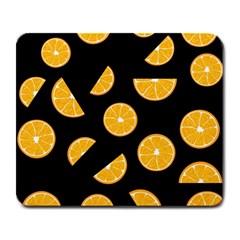 Oranges Pattern - Black Large Mousepads by Valentinaart