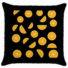 Oranges Pattern - Black Throw Pillow Case (black) by Valentinaart