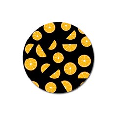 Oranges Pattern - Black Magnet 3  (round) by Valentinaart