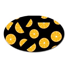 Oranges Pattern - Black Oval Magnet by Valentinaart