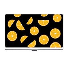 Oranges Pattern - Black Business Card Holders by Valentinaart