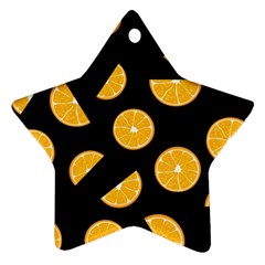 Oranges Pattern - Black Star Ornament (two Sides)  by Valentinaart