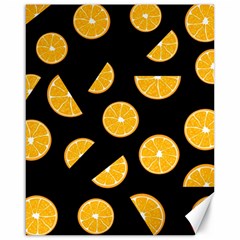 Oranges Pattern - Black Canvas 16  X 20   by Valentinaart