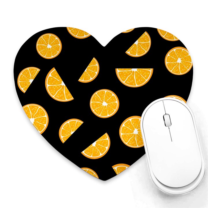 Oranges pattern - black Heart Mousepads