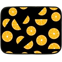 Oranges Pattern - Black Fleece Blanket (mini) by Valentinaart