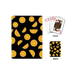 Oranges Pattern - Black Playing Cards (mini)  by Valentinaart