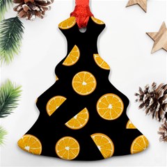 Oranges Pattern - Black Ornament (christmas Tree) by Valentinaart