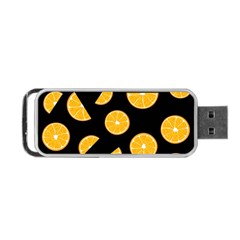 Oranges Pattern - Black Portable Usb Flash (two Sides) by Valentinaart