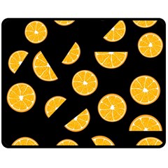 Oranges Pattern - Black Double Sided Fleece Blanket (medium)  by Valentinaart