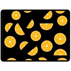 Oranges Pattern - Black Double Sided Fleece Blanket (large)  by Valentinaart