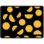 Oranges pattern - black Double Sided Fleece Blanket (Large)  80 x60  Blanket Front