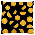 Oranges pattern - black Large Flano Cushion Case (One Side) Front