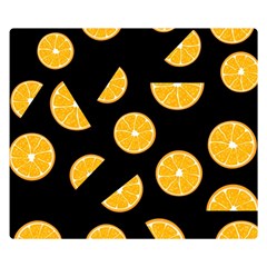 Oranges Pattern - Black Double Sided Flano Blanket (small)  by Valentinaart