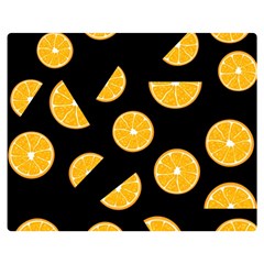 Oranges Pattern - Black Double Sided Flano Blanket (medium)  by Valentinaart