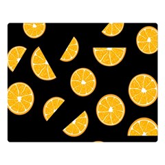 Oranges Pattern - Black Double Sided Flano Blanket (large)  by Valentinaart