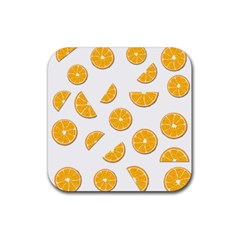 Oranges Rubber Coaster (square)  by Valentinaart