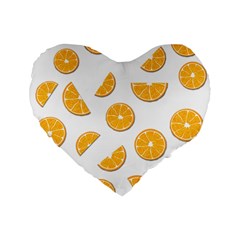 Oranges Standard 16  Premium Flano Heart Shape Cushions by Valentinaart