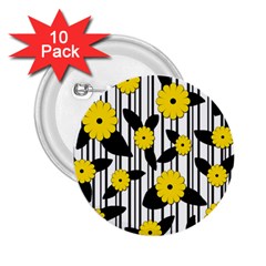 Yellow Floral Pattern 2 25  Buttons (10 Pack)  by Valentinaart