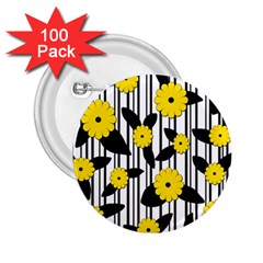 Yellow Floral Pattern 2 25  Buttons (100 Pack)  by Valentinaart