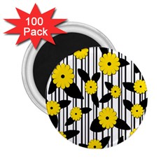 Yellow Floral Pattern 2 25  Magnets (100 Pack)  by Valentinaart