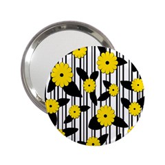 Yellow Floral Pattern 2 25  Handbag Mirrors by Valentinaart