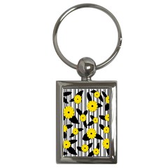 Yellow Floral Pattern Key Chains (rectangle)  by Valentinaart