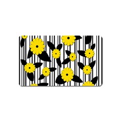 Yellow Floral Pattern Magnet (name Card) by Valentinaart