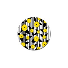 Yellow Floral Pattern Golf Ball Marker by Valentinaart