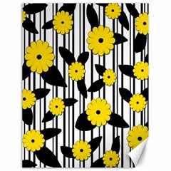 Yellow Floral Pattern Canvas 18  X 24   by Valentinaart