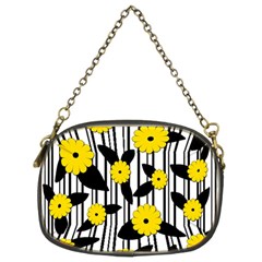 Yellow Floral Pattern Chain Purses (two Sides)  by Valentinaart