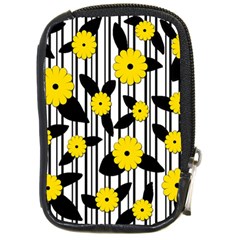 Yellow Floral Pattern Compact Camera Cases by Valentinaart