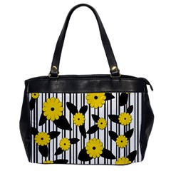 Yellow Floral Pattern Office Handbags by Valentinaart