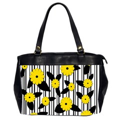 Yellow Floral Pattern Office Handbags (2 Sides)  by Valentinaart