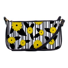 Yellow Floral Pattern Shoulder Clutch Bags by Valentinaart